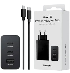 Adapter 65W PD 3 Port - Black Adapter 65W PD – Black - الصورة 1